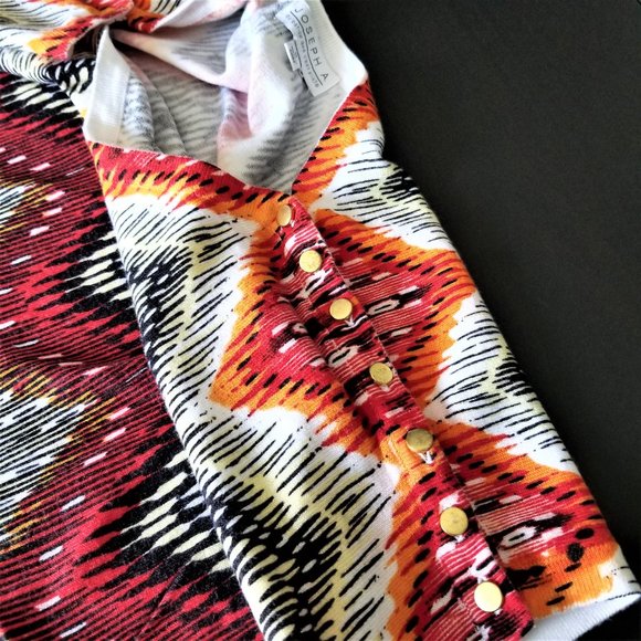 Ikat Print Sweater w/ Dolman Gold Button Sleeves - Picture 10 of 12